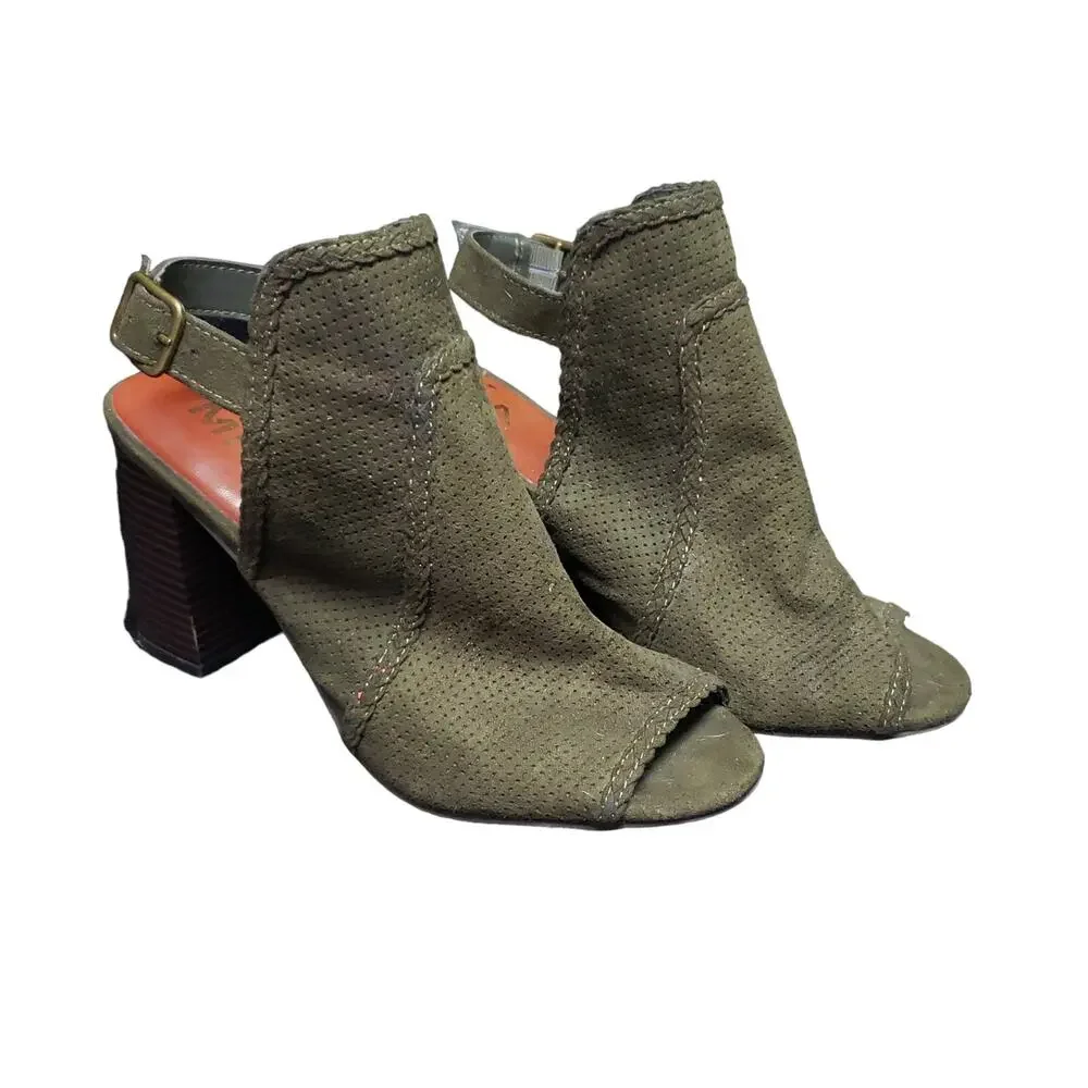 MIA Dark Army Green Block 4'' Heel Adjustable Sandal Strap High Heel Shoes